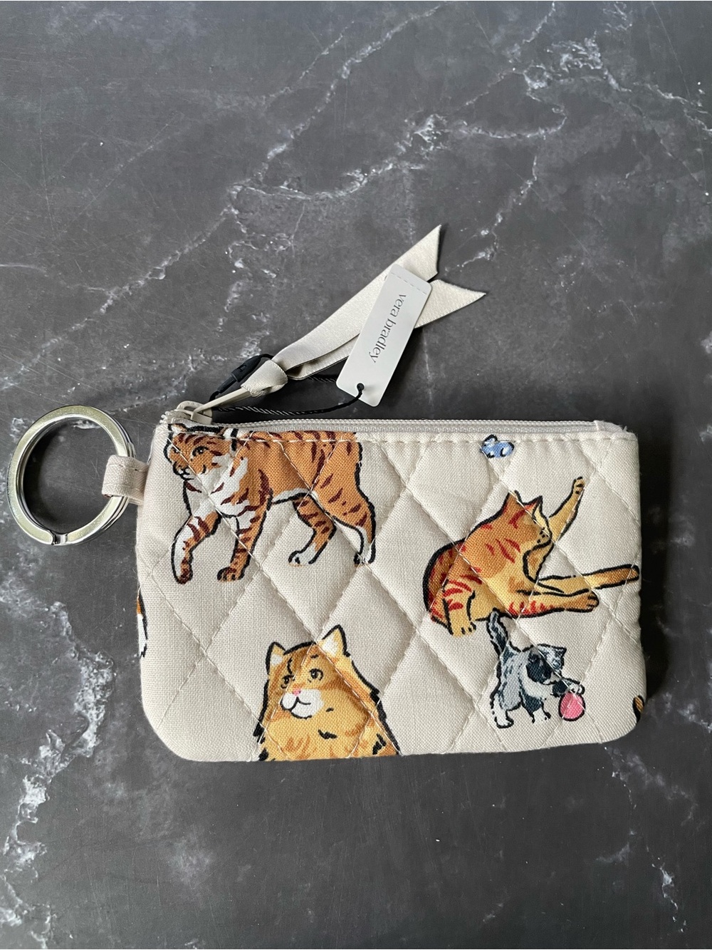 NWT Vera Bradley Zip ID Case with Key Ring in A Cat’s Life 🐈